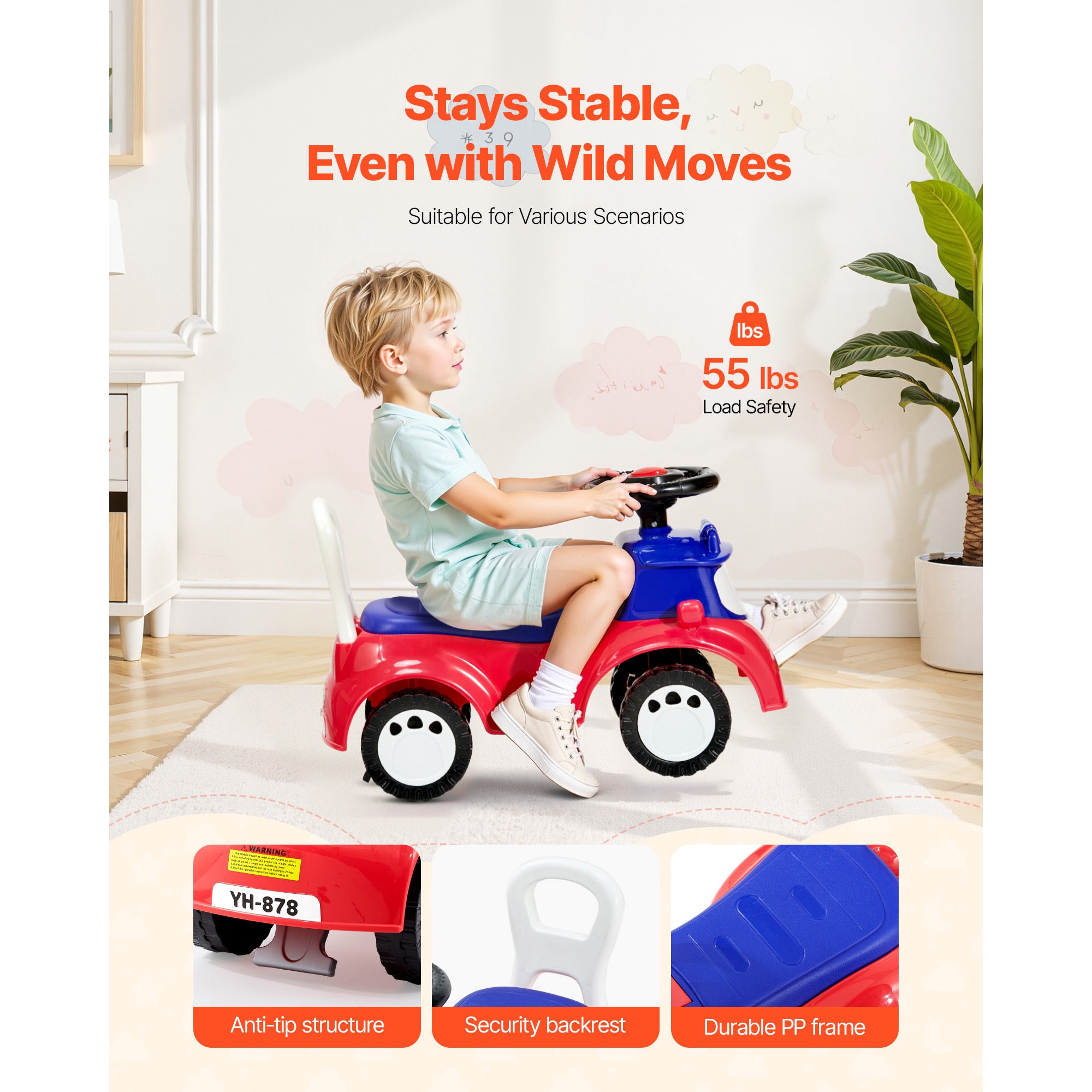 Ride On Push Car For Toddlers With Music And Storage Red_voghion.com
